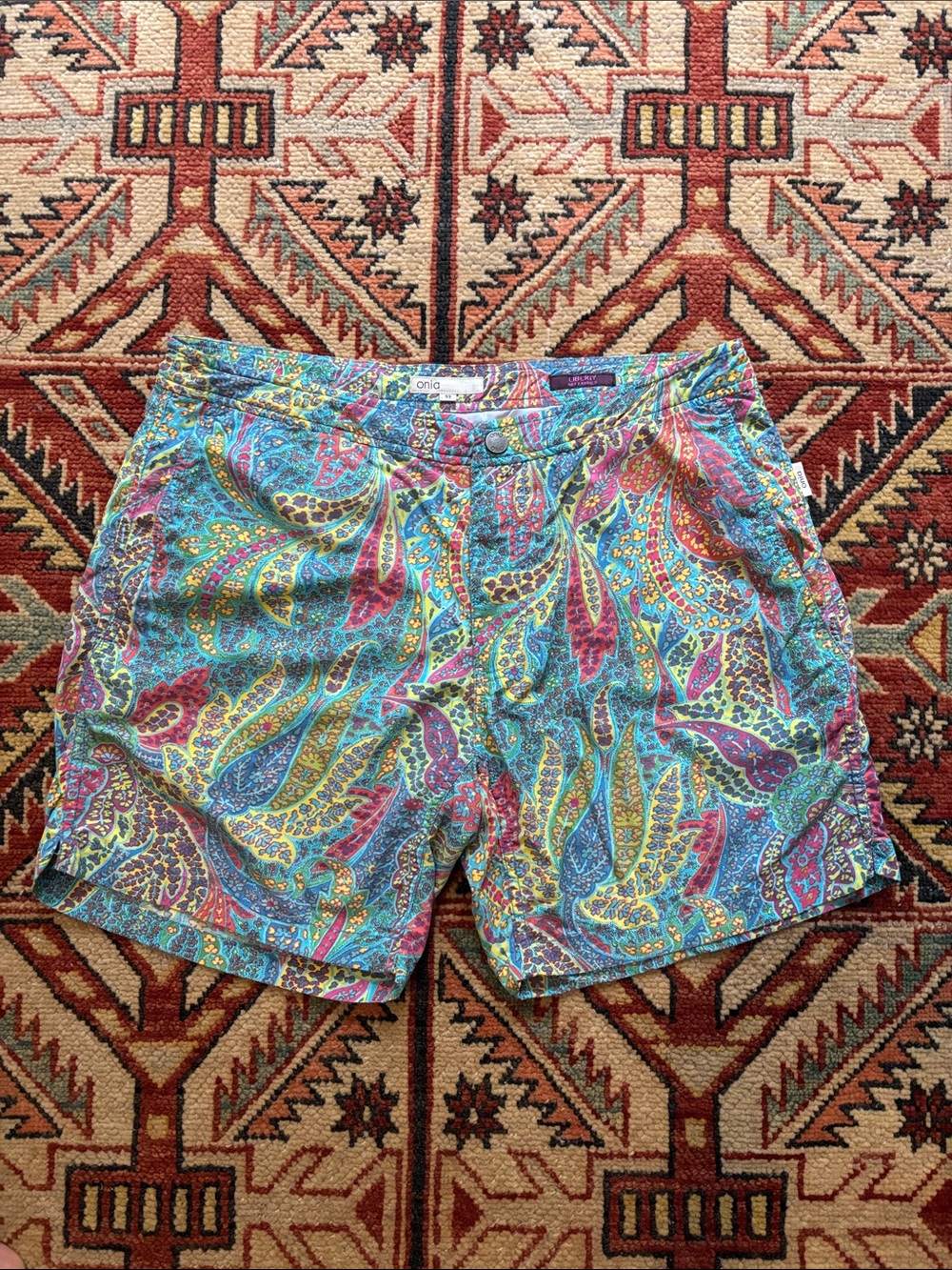 Onia x Liberty Art Fabrics Calder Swim Trunks Paisley Board Shorts Men's 33